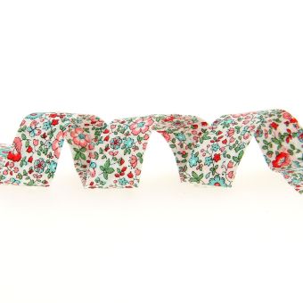 Biais coton Bio impression fleurs bleus