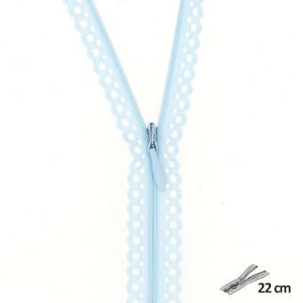 Fermeture dentelle géométrique n°3 - 22 cm Bleu Ciel