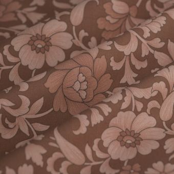 Tissu popeline coton floral Persan brun