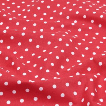 Tissu cretonne enduit imprimé petit pois rouge 