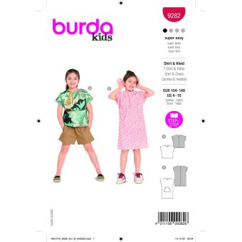 Patron Burda 9282 t-shirt & robe de 4 à 10 ans