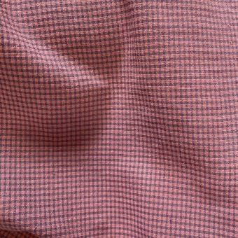 Tissu fil teint petit vichy bois de rose 2mm recyclé