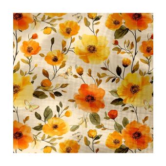 Tissu coton double gaze impression numérique coquelicots vendu par 50