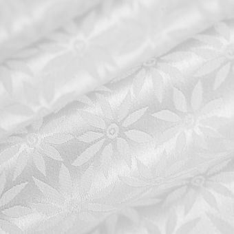 Tissu satin polyester élasthanne jacquard fleur écru