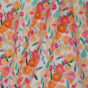 Tissu en coton plastifié imperméable motif Millefiori rouge fleurs