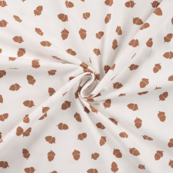 Maille jersey coton imprimée petit gland écru