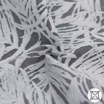 Maille jacquard maillot bain gris feuilles blanches relief - Origine France