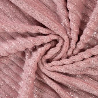 Tissu douillette matelassé rayures pailletées rose