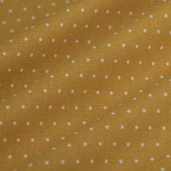 Tissu cretonne enduite mini pois ocre