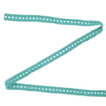 Ruban dentelle avec mini pompons vert 