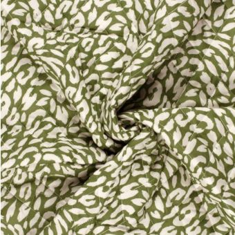 Tissu matelassé imprimé léopard kaki