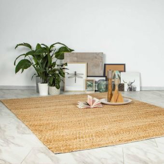 Tapis salon, fait main en jute, Beige