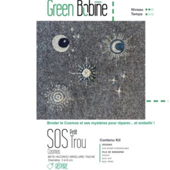 Kit broderie réparation - SOS petit trou cosmos - Green Bobine