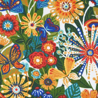 Toile polycoton enduite fleur XL multicolore