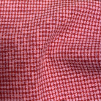 Tissu  fil teint  mini vichy rouge et rose 1.25mm recyclé