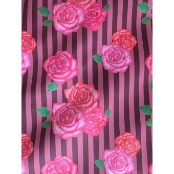 Satin de coton/Rose Garden/Rayures marron vieux rose