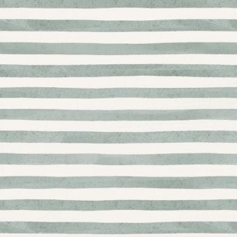 Tissu Impermeable Rayures Aquarelle Vert Sauge Crème, coupon 1m x laize (155cm)