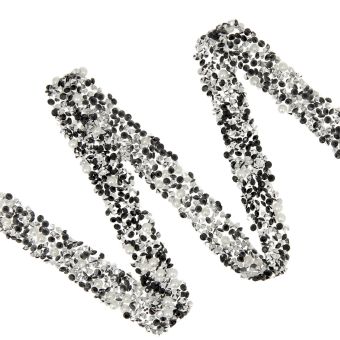 Ruban thermocollant perles strass noir blanc 10mm