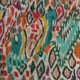 Tissu crêpe coton Ikat multicolore