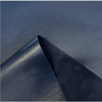 Véritable Cuir de Veau Grainé mini caviar Souple Glossy irisé Bleu marine