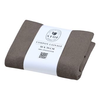 Coupon tissu lainage isolant thermique taupe 50 x 70 cm