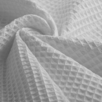 Tissu nid d'abeille Maya blanc 