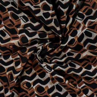 Maille milano imprimée mini géométrique marron