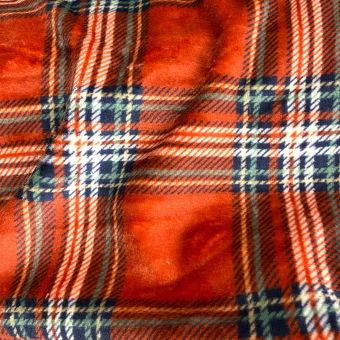 Maille doudou imprimée tartan rouge