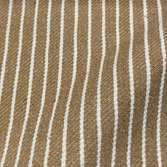 Toile denim polycoton bio recyclée rayures camel - Origine France