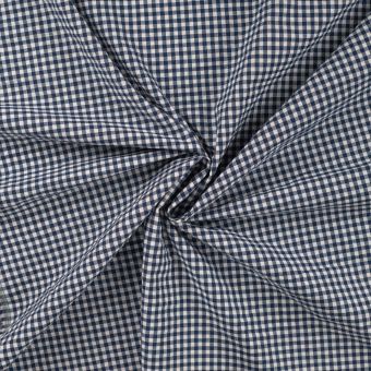 Tissu seersucker imprimé petit vichy bleu marine
