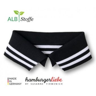 Col Polo Bio rayures noir taille L - Albstoffe