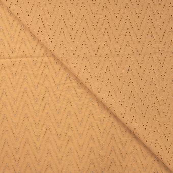 Tissu broderie Anglaise géométrique camel