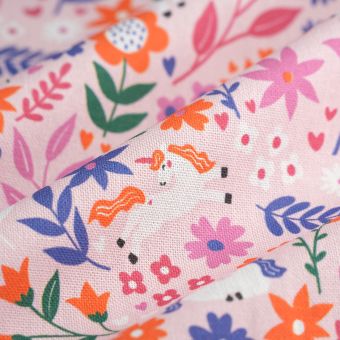 Tissu bachette Licorne enchantée multicolore