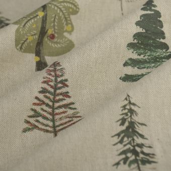 Tissu bachette linen look Xmas Trees