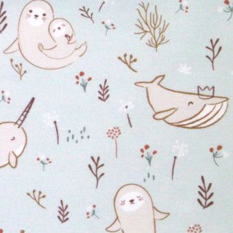 Tissu Cretonne waLina bleu