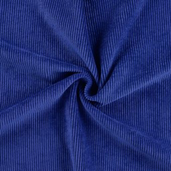 Tissu velours côtelé délavé uni bleu royal