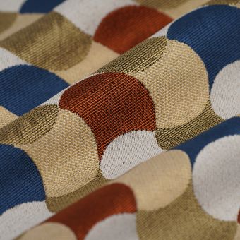 Tissu jacquard coton léger Fleurette bleu
