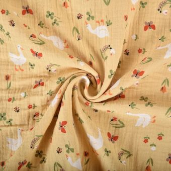 Tissu double gaze oies jacotte jaune