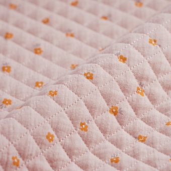 Tissu matelassé double gaze flopois rose