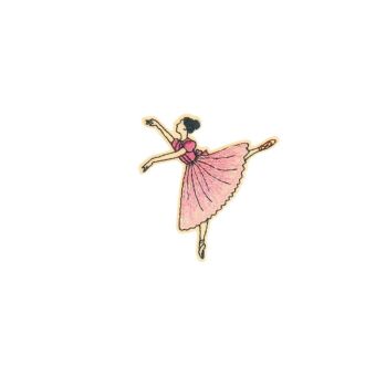 Ecusson thermocollant ballet 5,2cm x 5,8cm danseuse robe rose