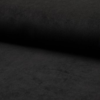 Tissu velours milleraies polyester stretch uni noir