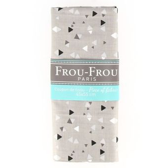 Coupon tissu 100% coton triangles géométriques 45x55cm gris clair
