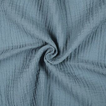 Tissu double gaze coton Gaby vert de gris