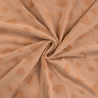 Maille jacquard cœur relief éponge saumon