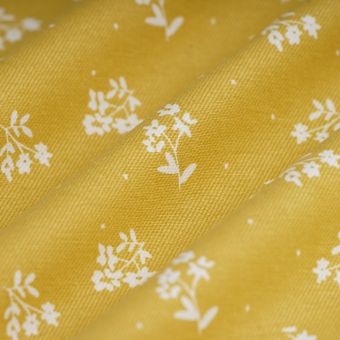 Tissu sergé mini bouquet jaune