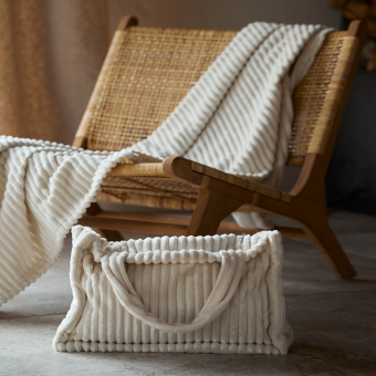 Ensemble sac avec plaid fourrure Velluto écru 125 x 150 cm
