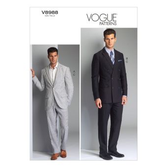 Patron Vogue 8988MXX patron veste et pantalon homme, tailles 40 au 46