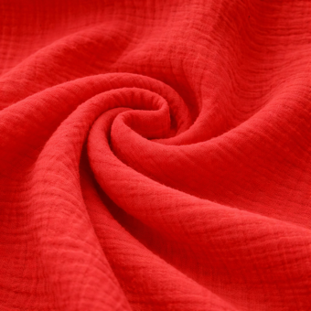 Tissu double gaze Gaby uni cerise rouge