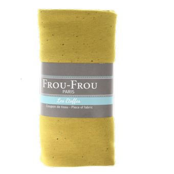 Grand coupon tissu petit pois 150x60cm jersey jaune moutarde