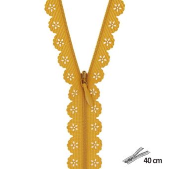 Fermeture dentelle géométrique n°3 - 40 cm Moutarde